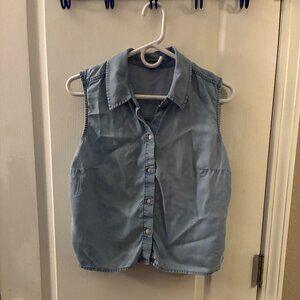 Express Denim Button Down Sleeveless Top
